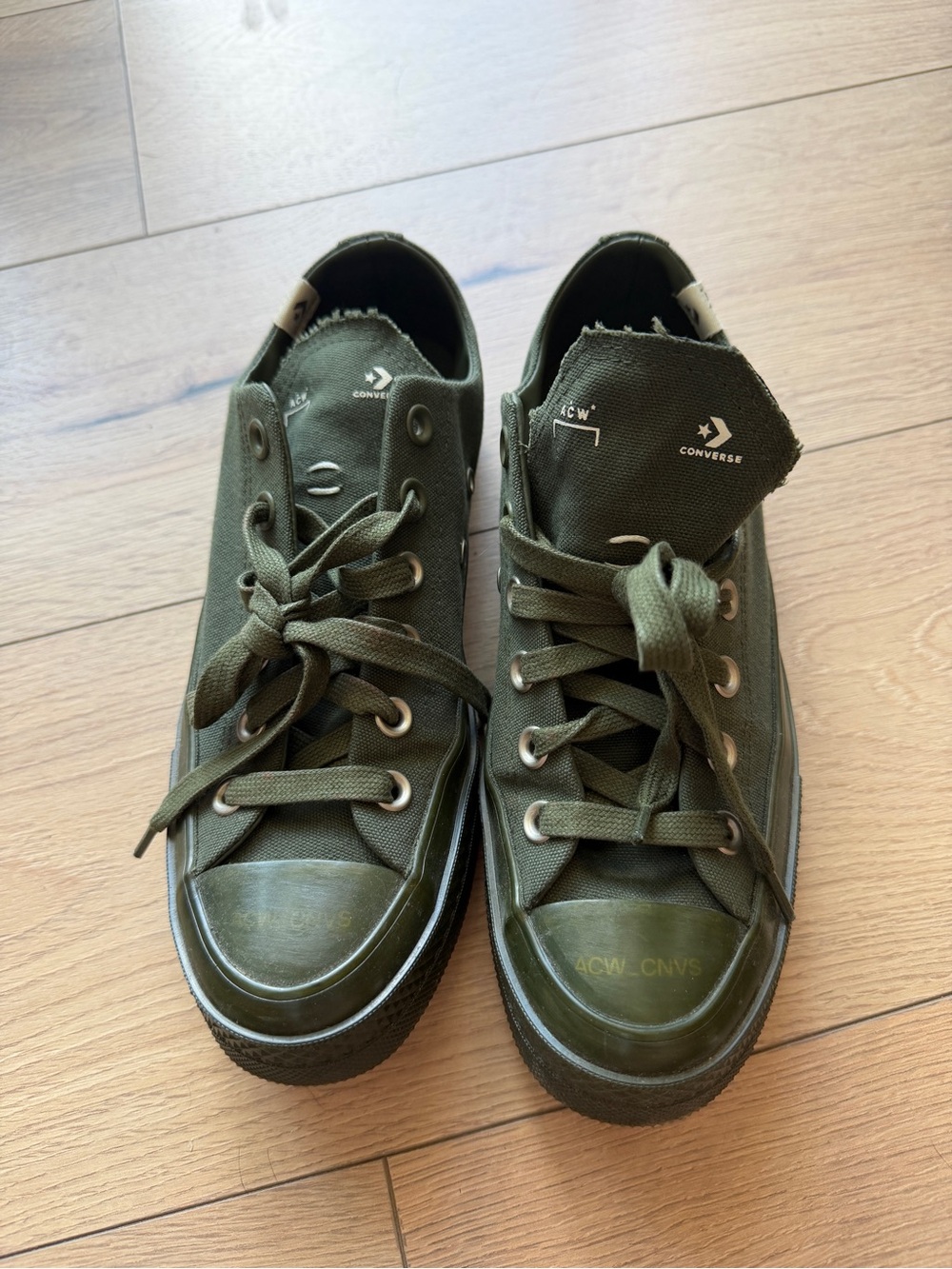 Converse Men’s Low-Top Canvas Sneakers in Olive
